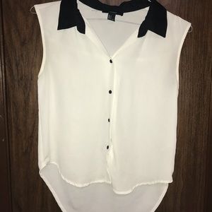 Forever 21 loose white button up tank top